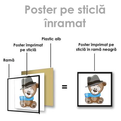 Poster - Mishka gentleman, 40 x 40 см, Canvas on frame, For Kids