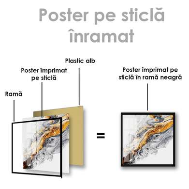Poster - Liquid paints, 100 x 100 см, Framed poster on glass, Abstract