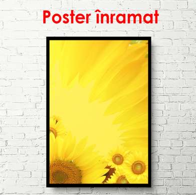Poster - Floarea soarelui, 45 x 90 см, Poster înrămat, Flori