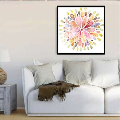 Poster - Bright flower in watercolor, 40 x 40 см, Canvas on frame, Minimalism