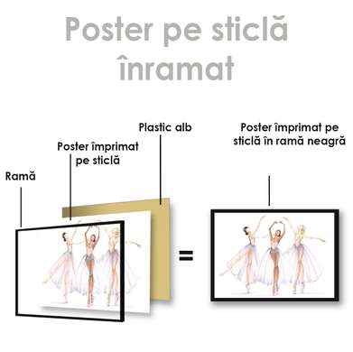 Постер - Балерины, 90 x 60 см, Постер на Стекле в раме