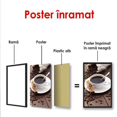Poster - Scorțișoară și cafea, 30 x 60 см, Panza pe cadru, Alimente și Băuturi