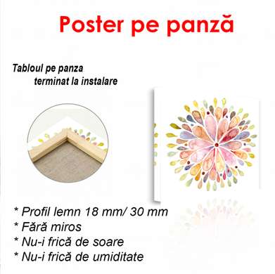 Poster - Floare strălucitoare în acuarelă, 100 x 100 см, Poster inramat pe sticla, Minimalism