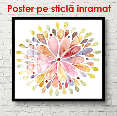 Poster - Floare strălucitoare în acuarelă, 40 x 40 см, Panza pe cadru