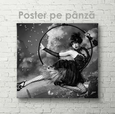Poster - Fata acrobată, 100 x 100 см, Poster inramat pe sticla