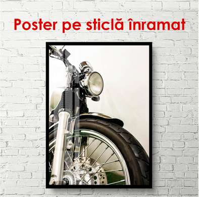 Poster - Motocicletă pe un fundal alb, 60 x 90 см, Poster înrămat, Transport