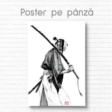 Poster - Caricatură în stil chinezesc, 60 x 90 см, Poster inramat pe sticla