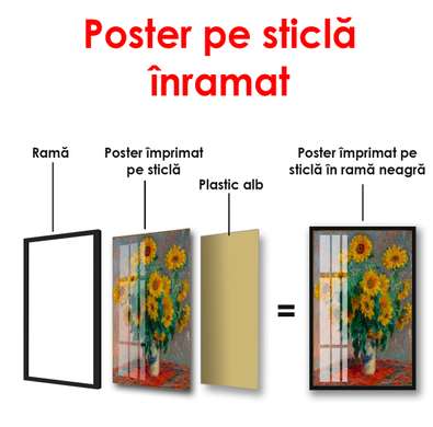 Poster - Pictură cu flori galbene, 60 x 90 см, Poster înrămat, Natură Moartă
