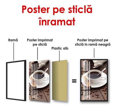 Poster - Cinnamon and coffee, 45 x 90 см, Framed poster on glass, Food and Drinks