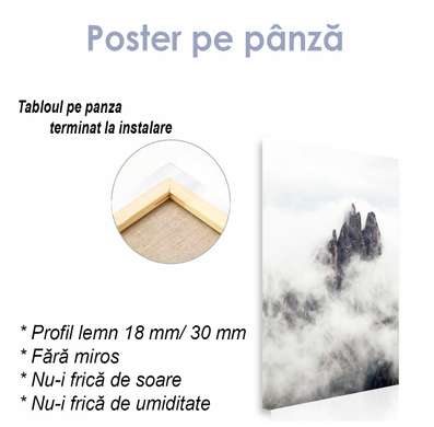 Poster - Stânci prin ceață, 45 x 90 см, Poster inramat pe sticla