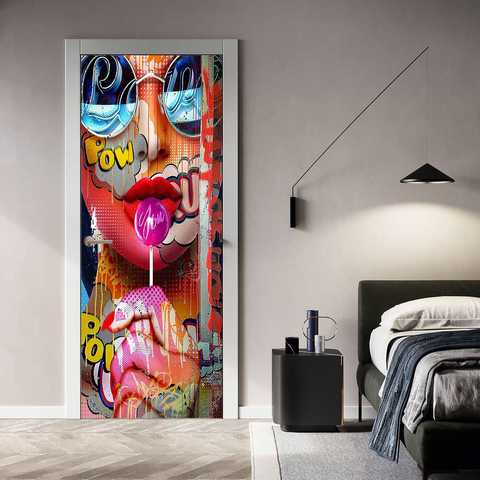 ADESIVI PORTE ADESIVO Porta Wall Stickers Pop Art Vintage Colorful