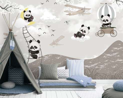 Nursery Wall Mural - Cute pandas