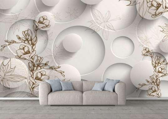 3D Wallpaper - Abstract gray background with circles.