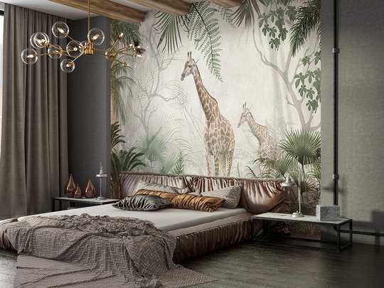 Wall mural - Giraffes in the green jungle