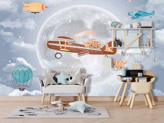 Wall mural for the nursery - Traveling dogs