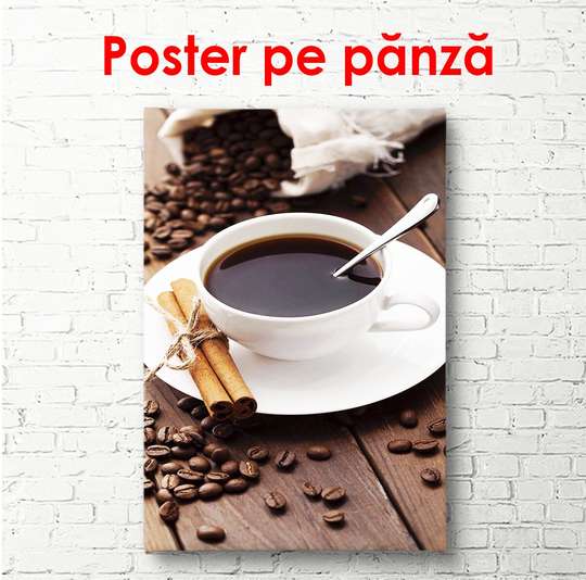 Постер - Корица и кофе, 30 x 60 см, Холст на подрамнике