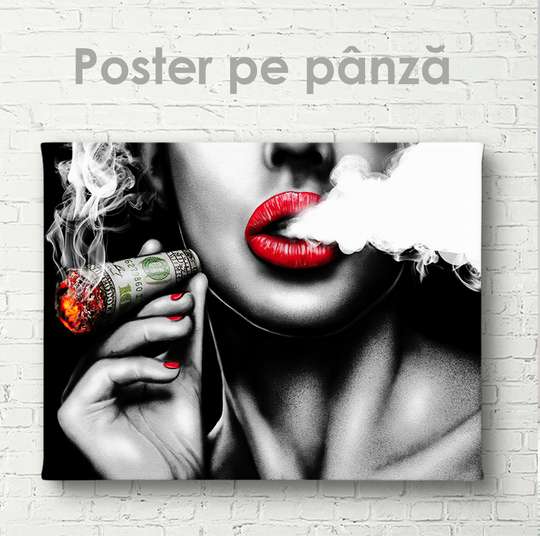 Poster - Girl with a cigar, 45 x 30 см, Canvas on frame