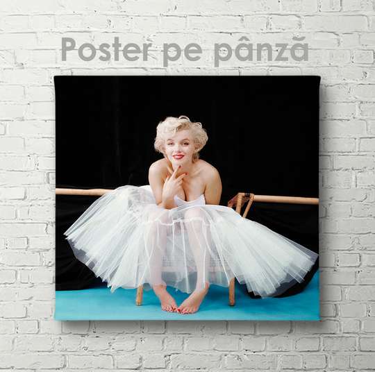 Poster, Marlin Monroe veselă, 40 x 40 см, Panza pe cadru