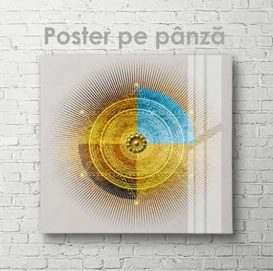 Постер - Абстрактное солнце, 40 x 40 см, Холст на подрамнике, Абстракция