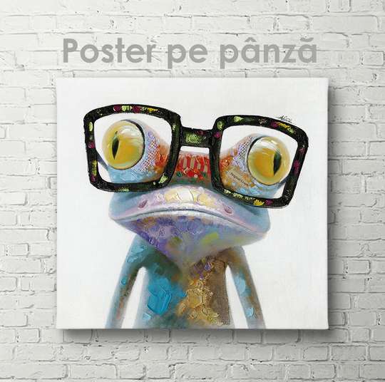 Poster, Smart frog, 40 x 40 см, Canvas on frame, Animals
