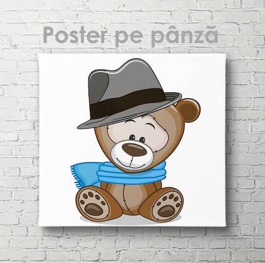 Постер - Мишка джентельмен, 40 x 40 см, Холст на подрамнике