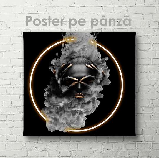 Poster - Fata în fum, 40 x 40 см, Panza pe cadru