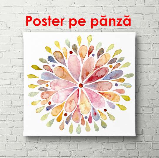 Poster - Bright flower in watercolor, 40 x 40 см, Canvas on frame