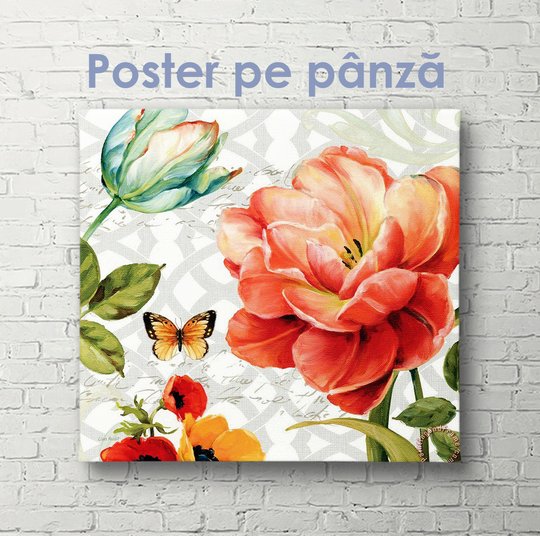 Poster, Compoziția florilor colorate, 40 x 40 см, Panza pe cadru