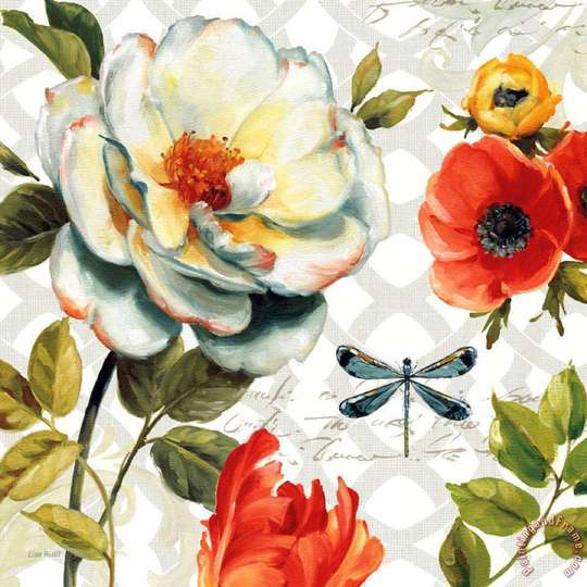 Poster - Compoziția florilor colorate, 40 x 40 см, Panza pe cadru, Provence