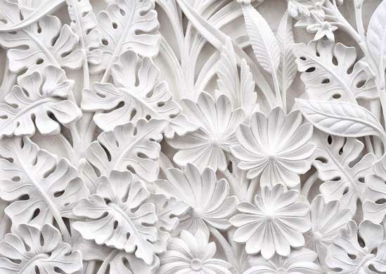 3D Wallpaper - White leaves