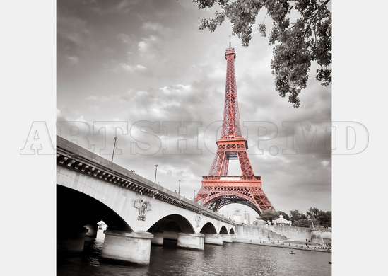 Fototapet - Turnul Eiffel în culori alb-negru