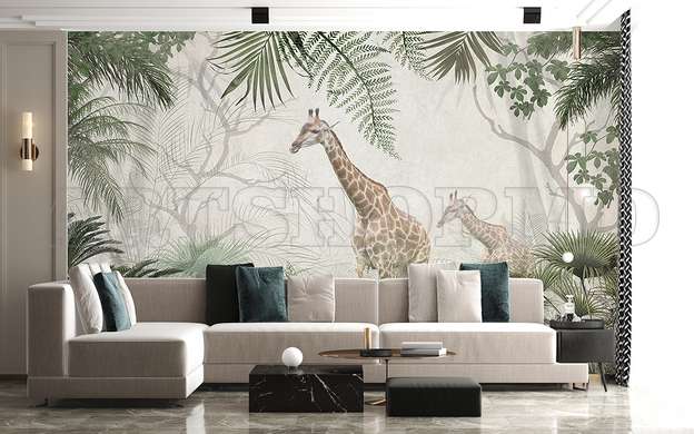 Wall mural - Giraffes in the green jungle