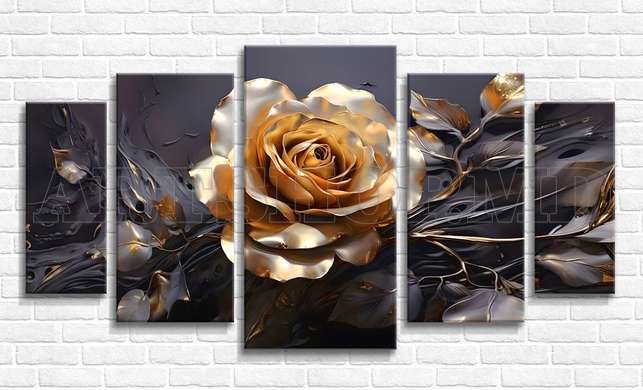 Modular picture, The golden rose, 108 х 60