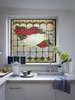 Window Privacy Film, Decorative stained glass window with red roses, 60 x 90cm, Matte, Window Film