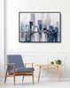 Poster - Abstract city with a bridge, 90 x 60 см, Framed poster on glass
