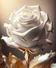 Poster - White rose with golden leaves, 30 x 45 см, Canvas on frame, Flowers