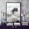 Poster - Rocks through the fog, 45 x 90 см, Framed poster on glass, Nature