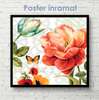 Poster - Composition of colorful flowers, 100 x 100 см, Framed poster on glass