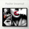 Постер - Девушка с сигарой, 45 x 30 см, Холст на подрамнике, Черно Белые