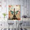 Poster - Eiffel Tower with a blue butterfly against a gray wall, 60 x 90 см, Framed poster, Provence