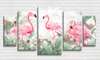 Tablou Pe Panza Multicanvas, Flamingo în jungla verde, 206 x 115