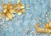 Wall Mural - Deer and golden flowers on a blue background