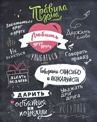Poster - House Rules, 30 x 45 см, Canvas on frame, Quotes