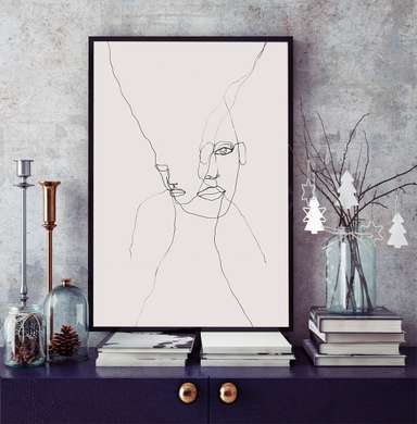 Poster - Faces, 60 x 90 см, Framed poster on glass, Minimalism