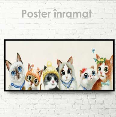Постер, Котики, 90 x 30 см, Холст на подрамнике, Животные
