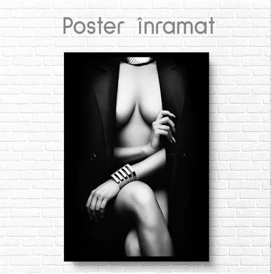 Poster - Figura feminina acoperita ușor, 60 x 90 см, Poster inramat pe sticla
