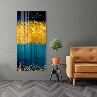 Poster - Peisaj delicat cu detalii aurii, 30 x 60 см, Panza pe cadru, Abstracție