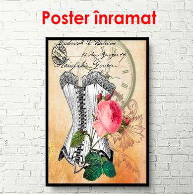 Poster - Corsetul cu floare roz, 100 x 100 см, Poster înrămat, Provence