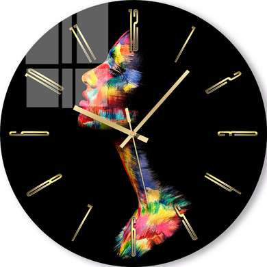 Glass clock - Colorful Silhouette, 40cm