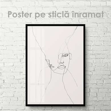 Постер - Лица, 60 x 90 см, Постер на Стекле в раме, Минимализм